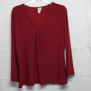 Vintage Nexxen Womens Top 3XL Stretch Ruched Front  Flare Sleeve Made in USA